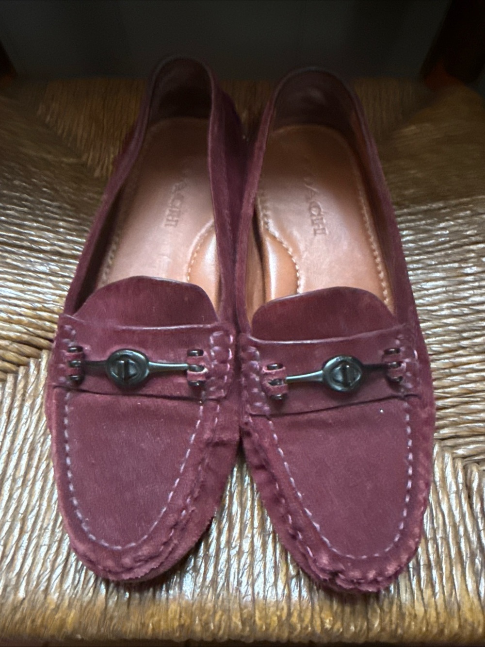 Coach women 8.5 wine colored driving moccasins